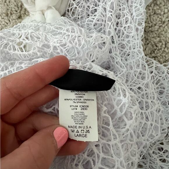 Ingear White Mesh See Through Side Tie Skirt Cover Up Large - Picture 5 of 8